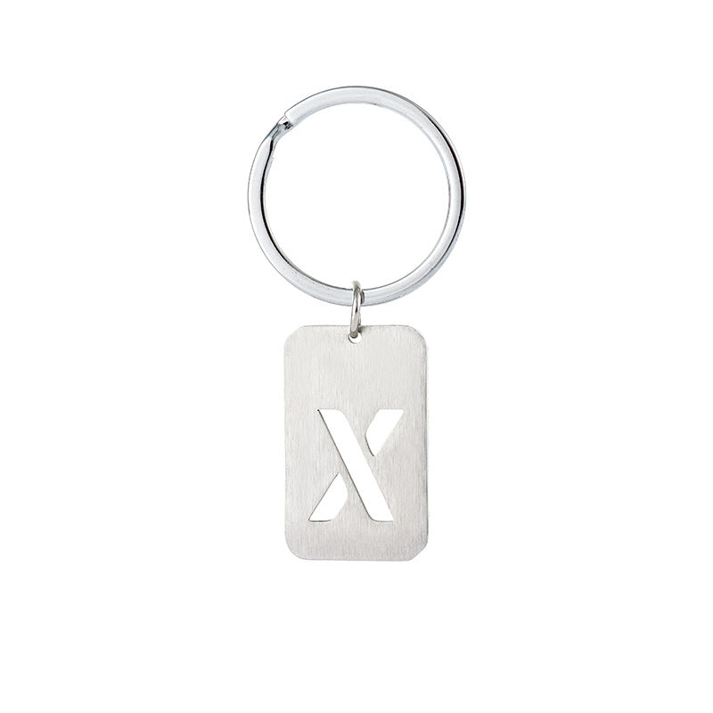 Wholesale Stainless Steel Creative Hollow 26 Letter Keychain